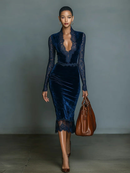 Jessalyn™ | Robe Midi Velours col V