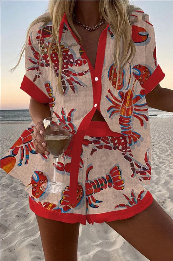 Felicity™ | Bedrucktes Hemd- und Shorts-Set aus Leinen-Baumwolle