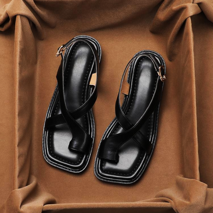 RABIA™ | SANDALES CROISÉES EN CUIR ITALIEN
