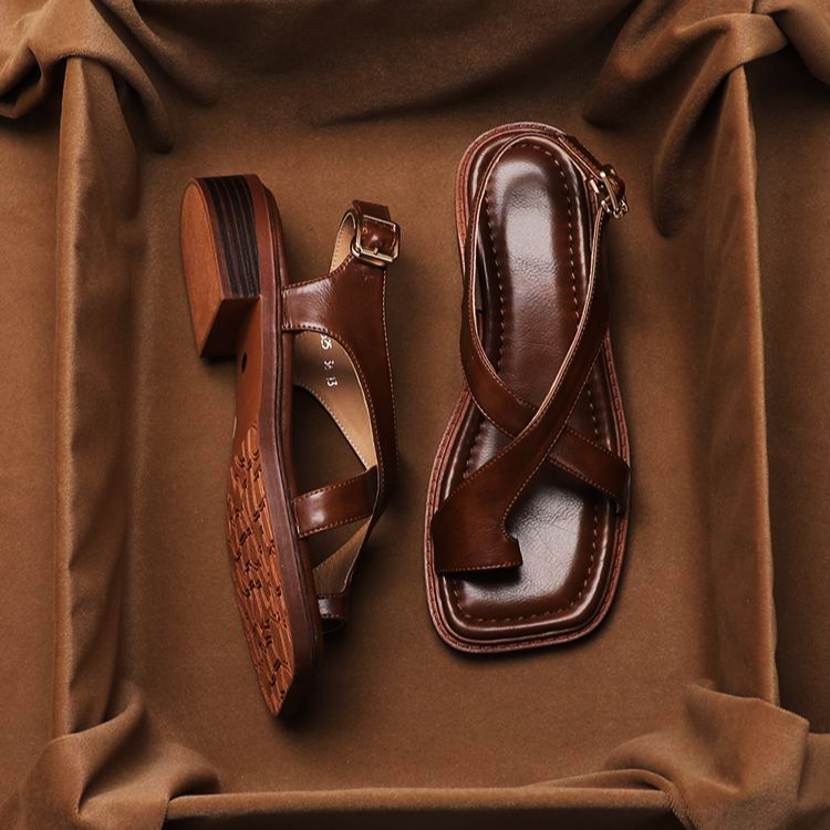 RABIA™ | SANDALES CROISÉES EN CUIR ITALIEN