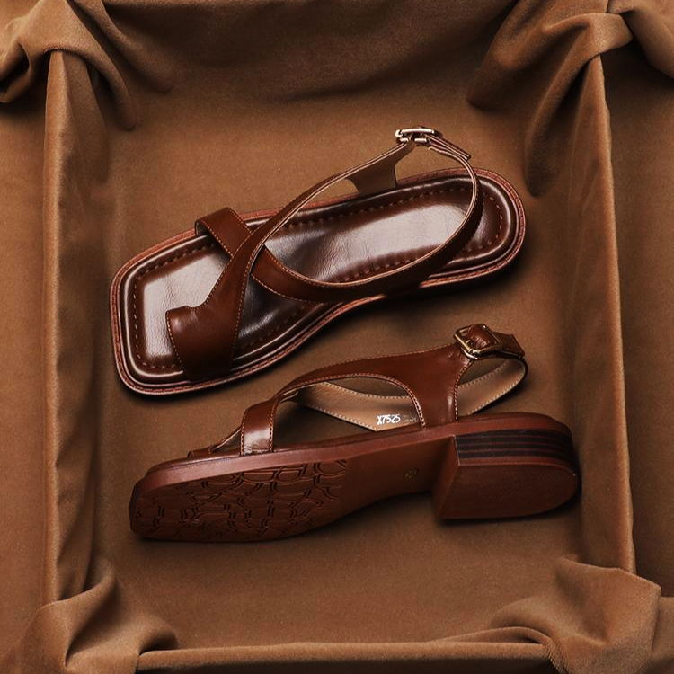 RABIA™ | SANDALES CROISÉES EN CUIR ITALIEN