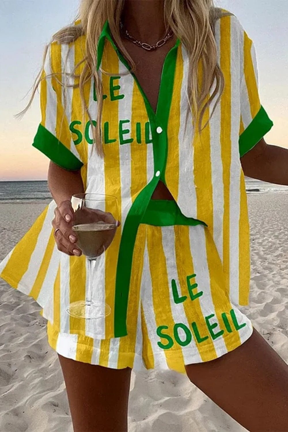 Raquel™ | Gestreiftes Hemd-Shorts-Set aus Baumwoll-Leinen