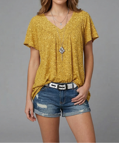 Trisha™ | Florales T-Shirt mit V-Ausschnitt
