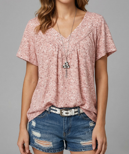 Trisha™ | Florales T-Shirt mit V-Ausschnitt