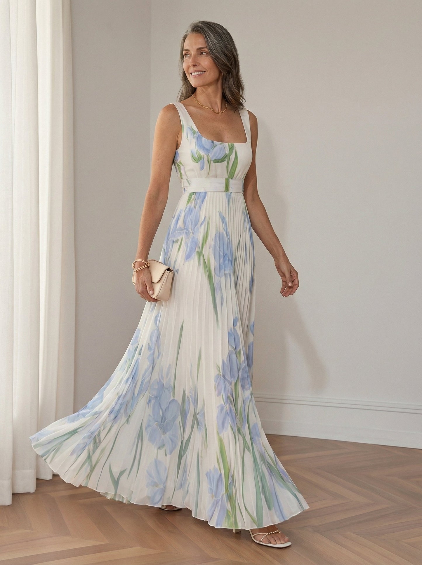 Plissée™ | Robe longue trapèze fleurie