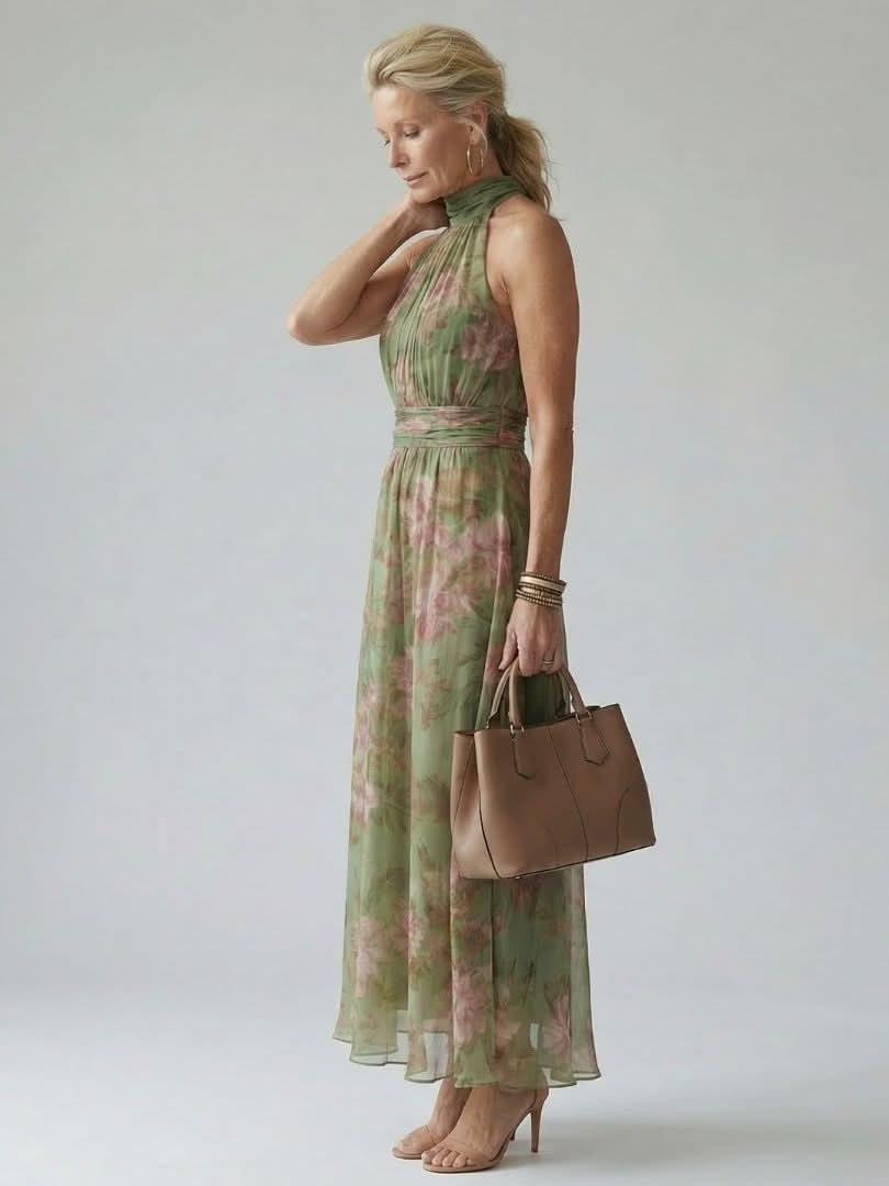 Imane™ | ROBE MIDI FRONCÉE COL HALTER