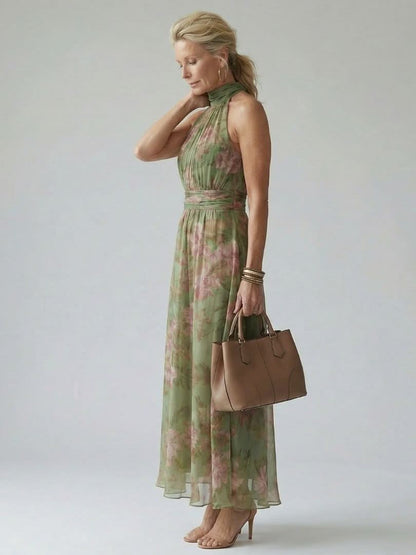 Imane™ | ROBE MIDI FRONCÉE COL HALTER