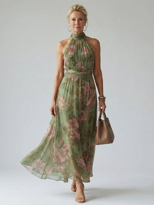 Imane™ | ROBE MIDI FRONCÉE COL HALTER