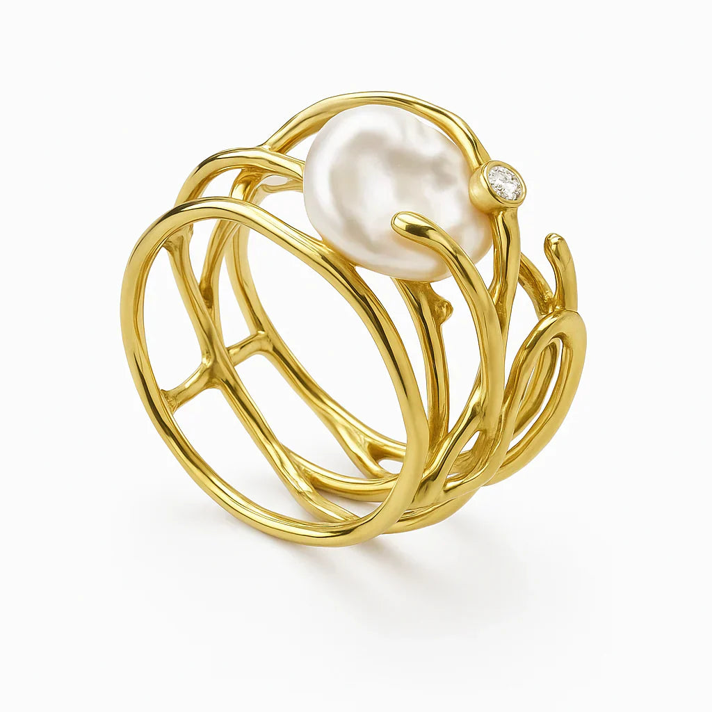 Fianna™ | Bague rétro en or et perles