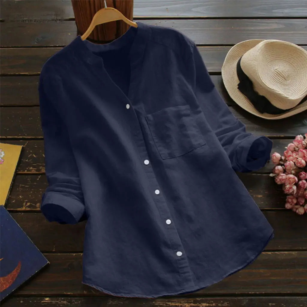Autumn™ | Unifarbene Bluse mit V-Ausschnitt