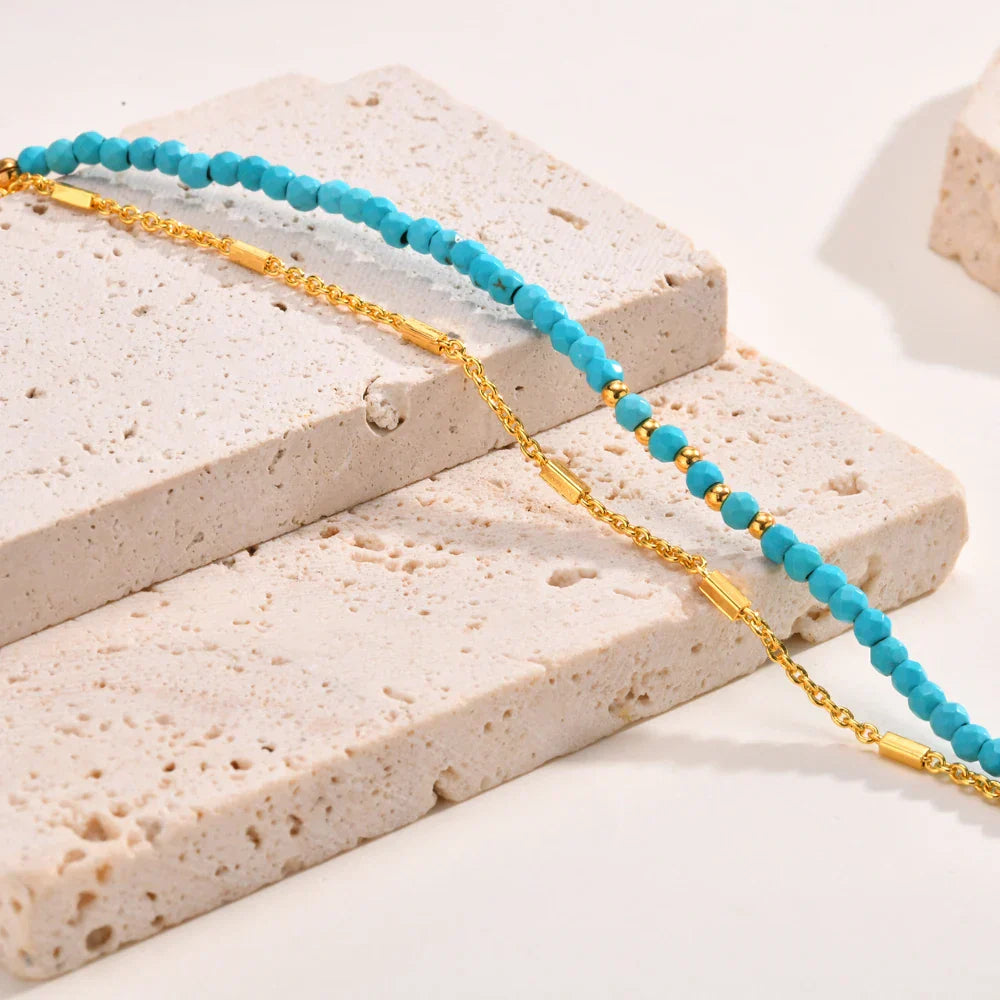 Iridessa™ | Bracelet doré à maillons doubles avec turquoise