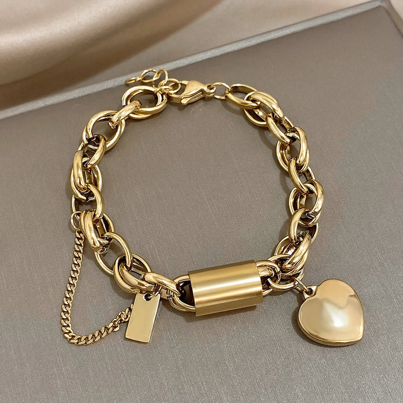 Yasminea™ | Bracelet chunky en or blanc
