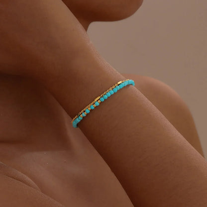 Iridessa™ | Bracelet doré à maillons doubles avec turquoise