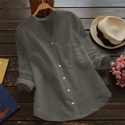 Autumn™ | Unifarbene Bluse mit V-Ausschnitt