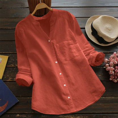 Autumn™ | Unifarbene Bluse mit V-Ausschnitt