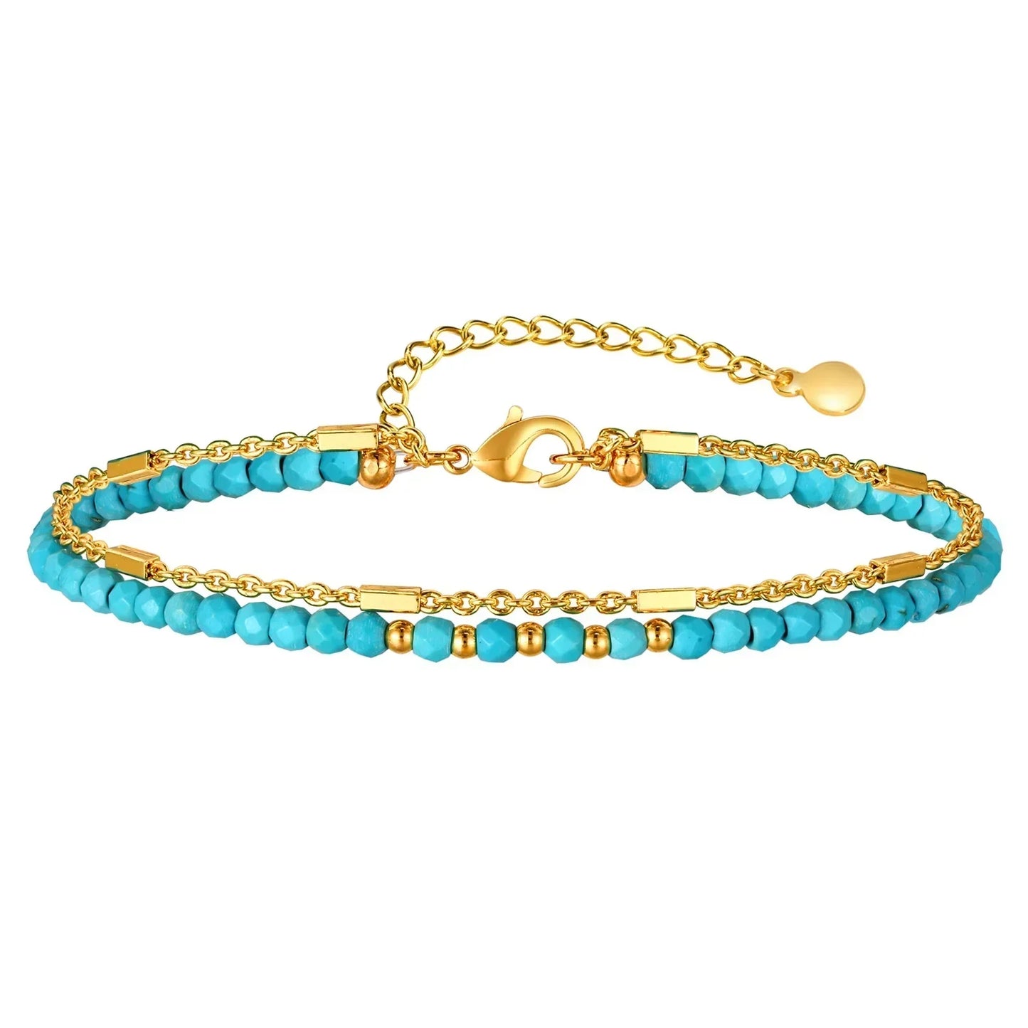 Iridessa™ | Bracelet doré à maillons doubles avec turquoise
