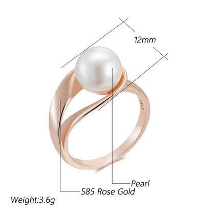 Xylona™ | Bague géométrique en or rose avec perles