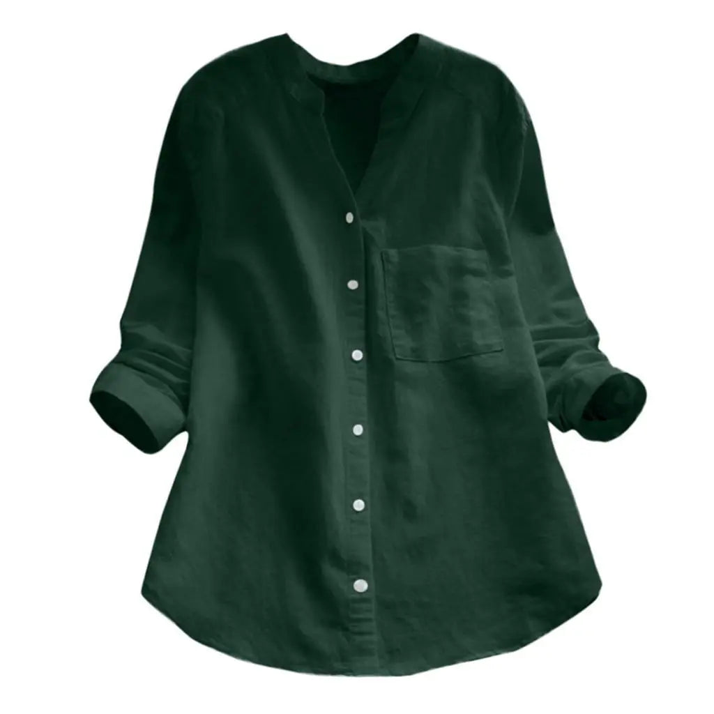 Autumn™ | Unifarbene Bluse mit V-Ausschnitt