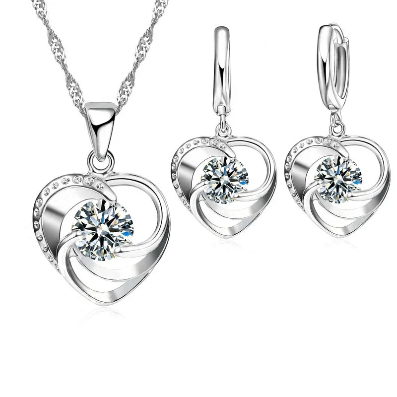 Nanette™ | Collier et boucles d’oreilles cœur en argent sterling