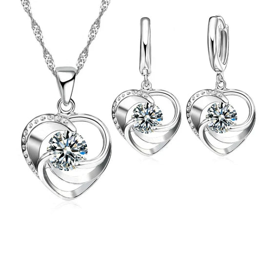 Nanette™ | Collier et boucles d’oreilles cœur en argent sterling