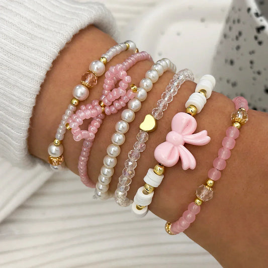Ottilie™ | Set de bracelets en perles amour et rosette