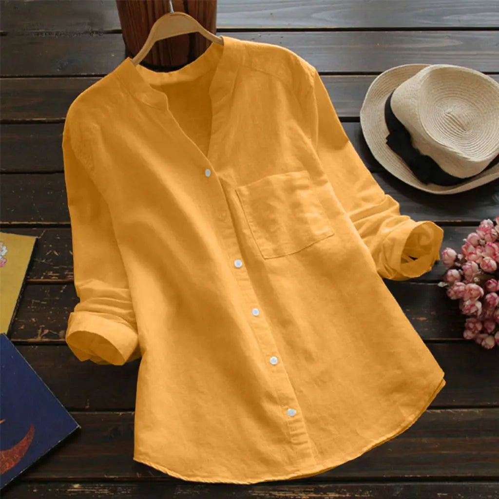 Autumn™ | Unifarbene Bluse mit V-Ausschnitt