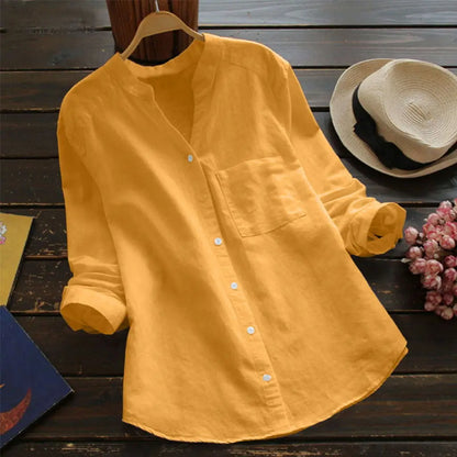 Autumn™ | Unifarbene Bluse mit V-Ausschnitt