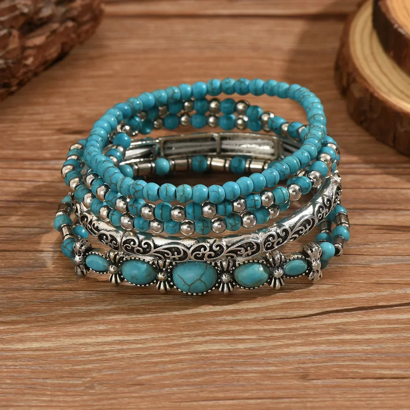 Zahira™ | Ensemble de bracelets boho avec perles turquoises