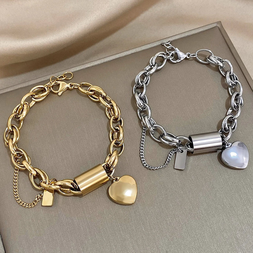 Yasminea™ | Bracelet chunky en or blanc
