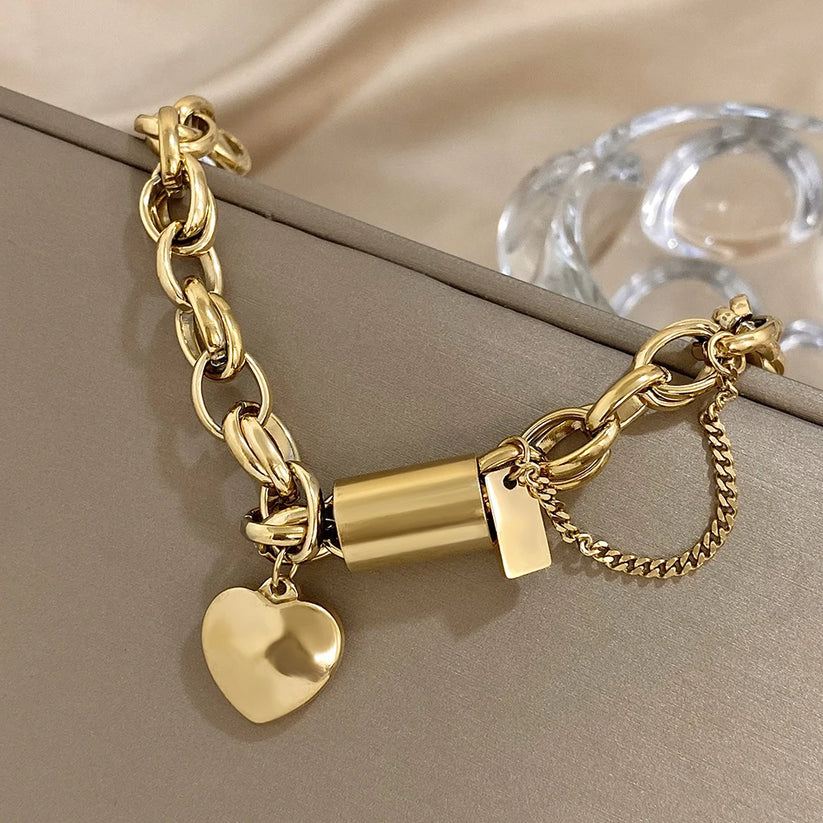 Yasminea™ | Bracelet chunky en or blanc