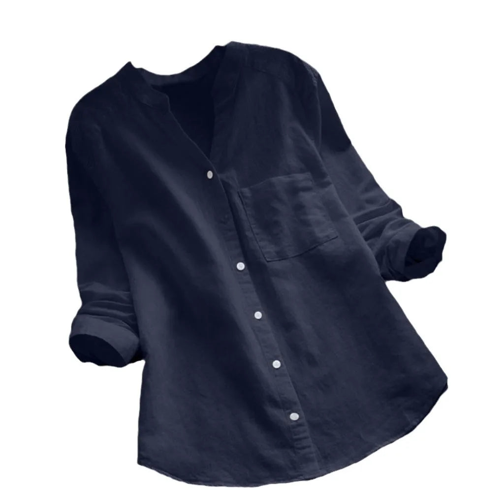 Autumn™ | Unifarbene Bluse mit V-Ausschnitt