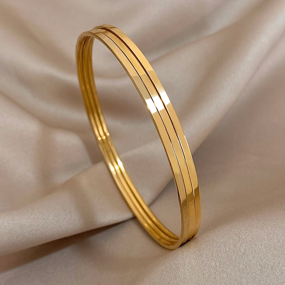 Alya™ | Ensemble de bracelets dorés en acier inoxydable