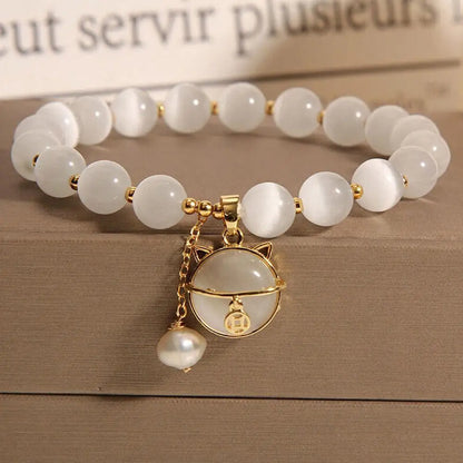 Evelisse™ | Bracelet avec perles et pendentif chat