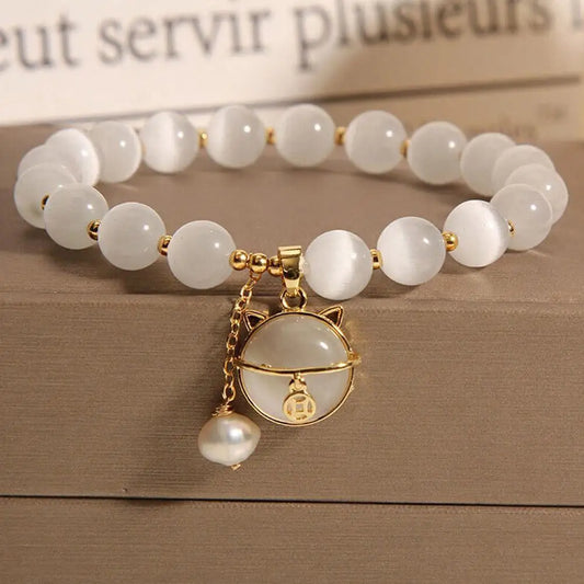 Evelisse™ | Bracelet avec perles et pendentif chat