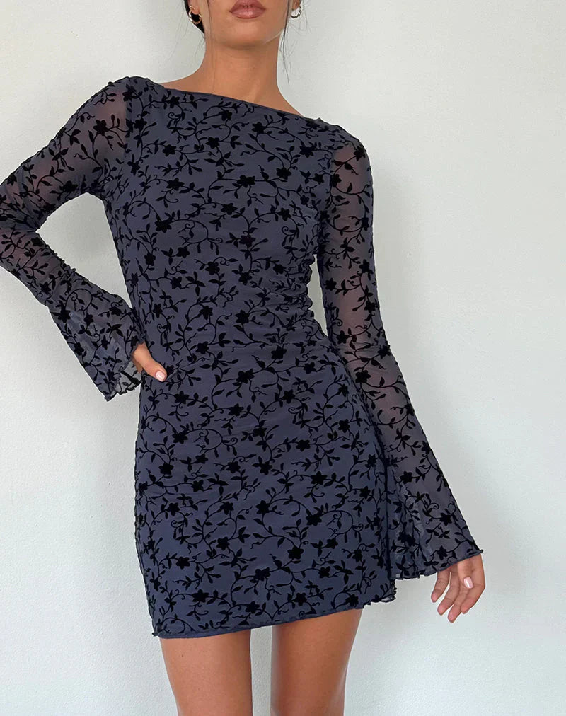 Sarah™ | Geblümtes Langarmkleid