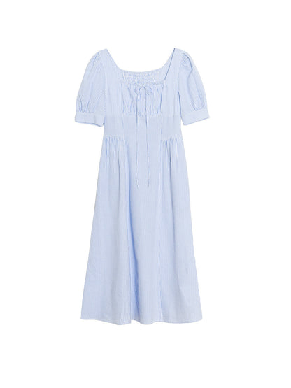 Maisie™ | Robe en coton rayé à col carré