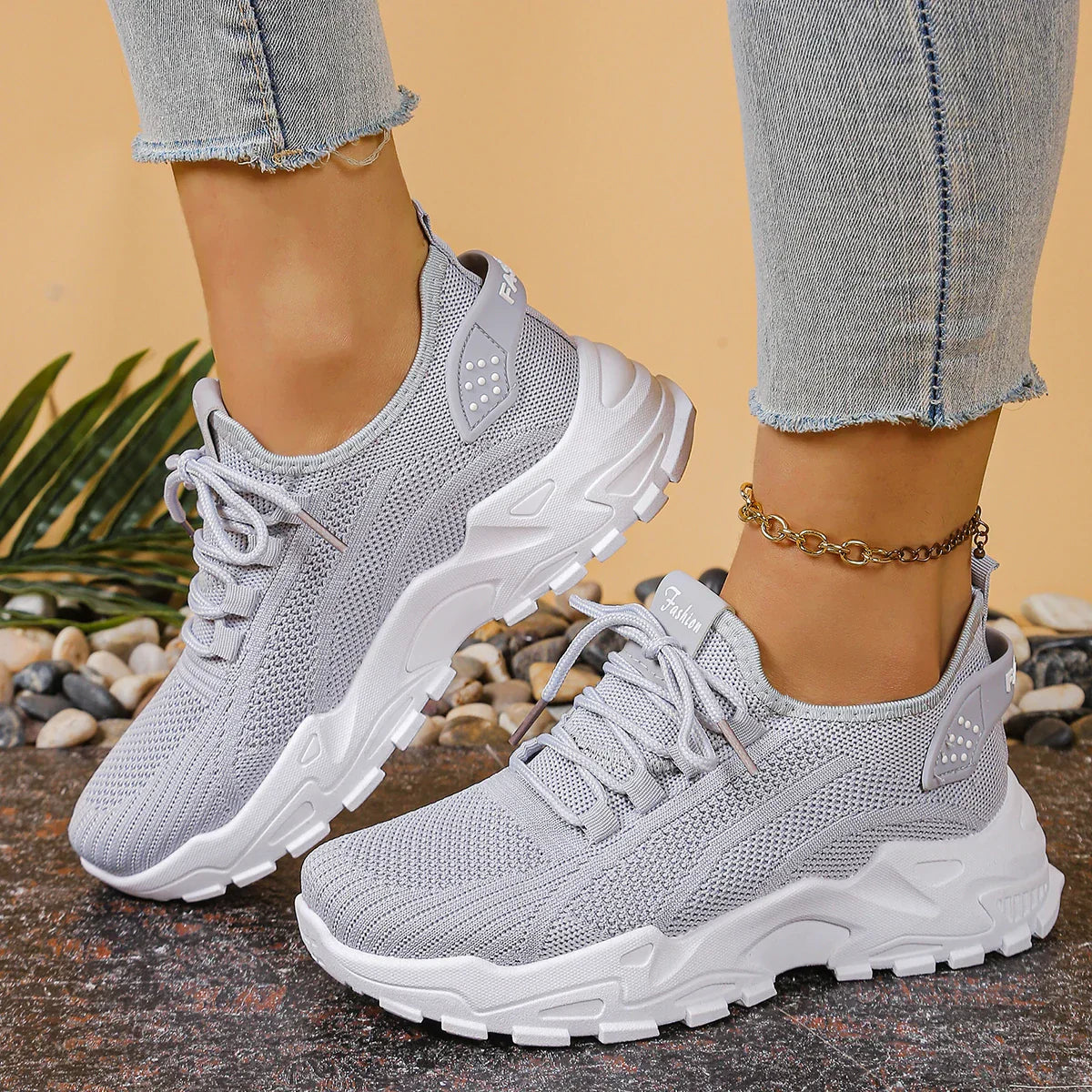 Coralie™ | Sneakers respirants compensés