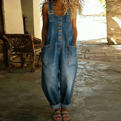 Mae™ | Salopette vintage en coton doux effet denim