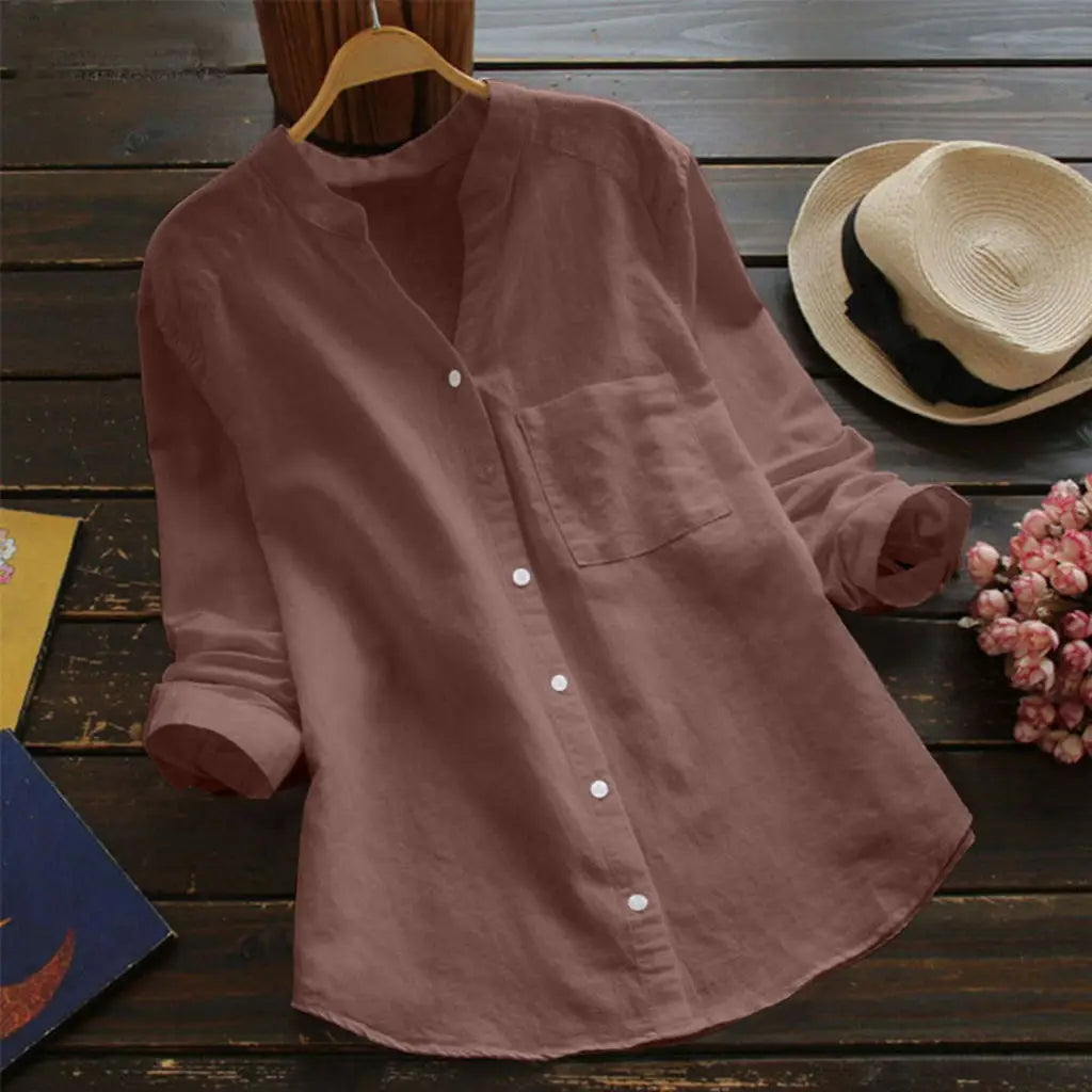 Autumn™ | Unifarbene Bluse mit V-Ausschnitt