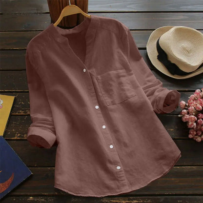Autumn™ | Unifarbene Bluse mit V-Ausschnitt