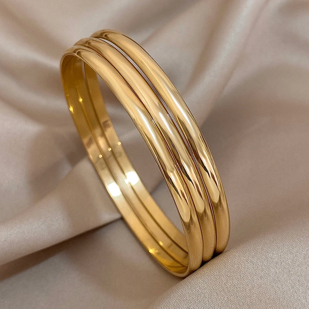 Alya™ | Ensemble de bracelets dorés en acier inoxydable