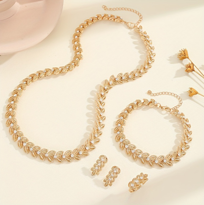 Tiziana™ | Parure dorée motif feuille