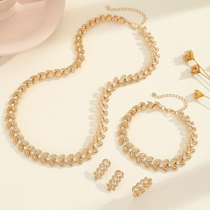 Tiziana™ | Parure dorée motif feuille