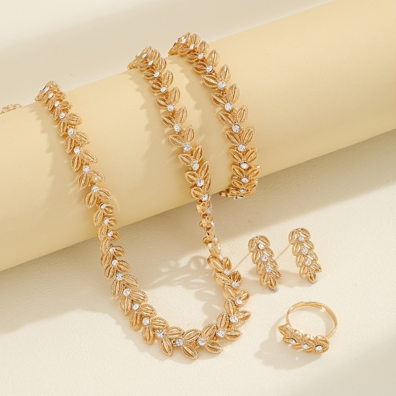 Tiziana™ | Parure dorée motif feuille
