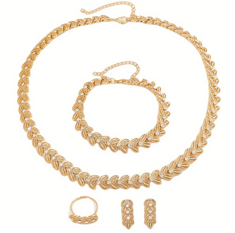Tiziana™ | Parure dorée motif feuille