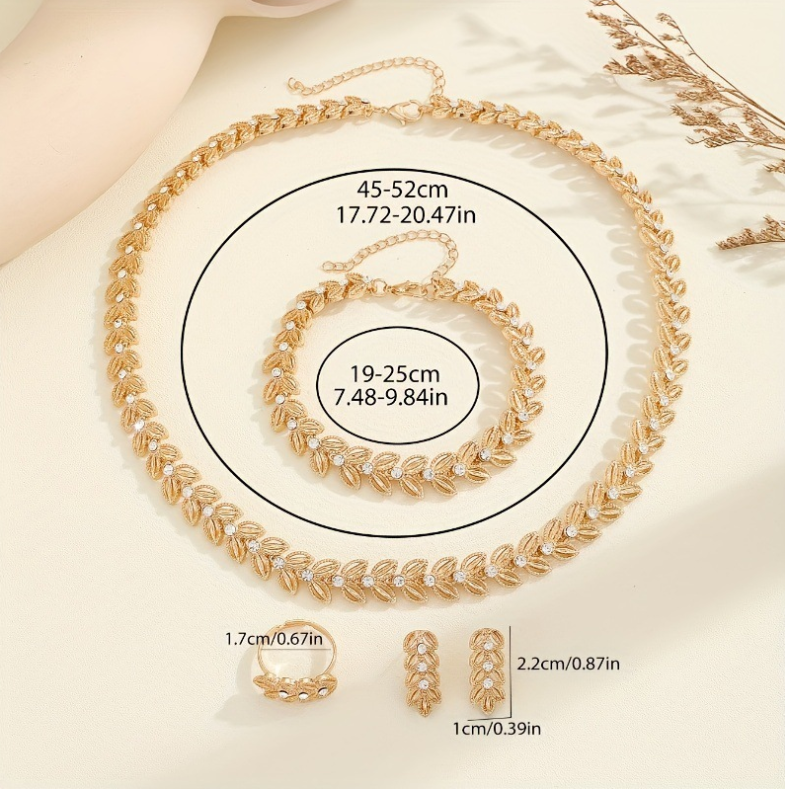 Tiziana™ | Parure dorée motif feuille