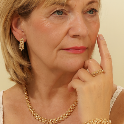 Tiziana™ | Parure dorée motif feuille