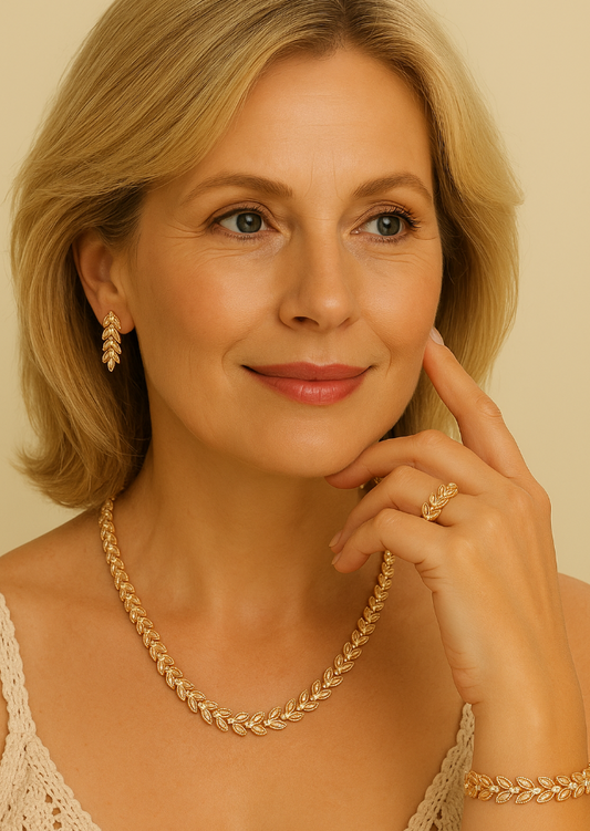 Tiziana™ | Parure dorée motif feuille