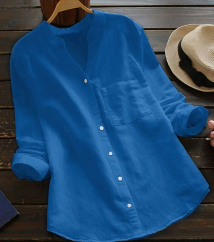 Autumn™ | Unifarbene Bluse mit V-Ausschnitt