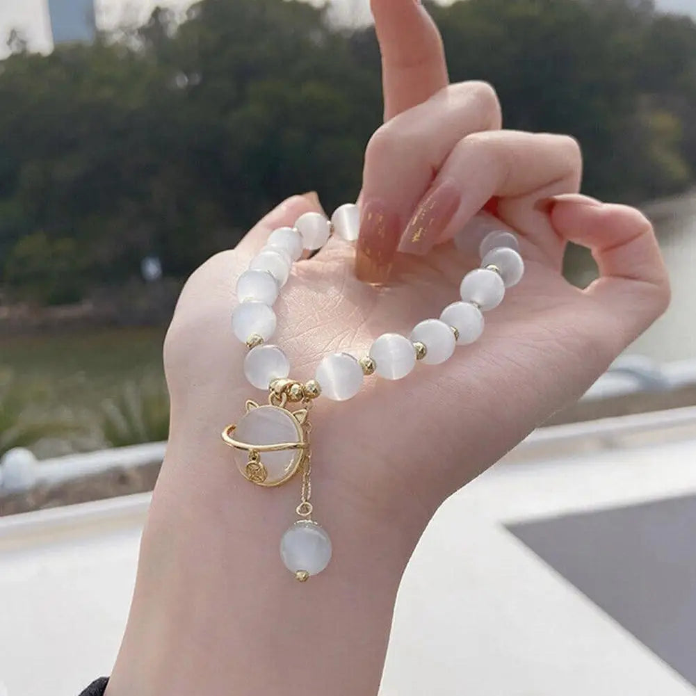 Evelisse™ | Bracelet avec perles et pendentif chat